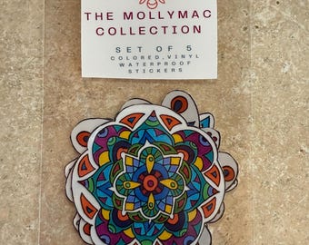 Mandala Stickers, Vinyl, wasserfest, 5er-Set Sortimentspackung