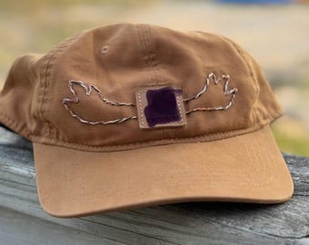 Schirmmütze aus Canvas - Herstellermarke braun mit Elchgeweih