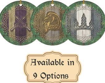 Steel Shield Ornament, Skyrim Ceramic Ornament, Elder Scrolls, Viking Christmas, Morrowind