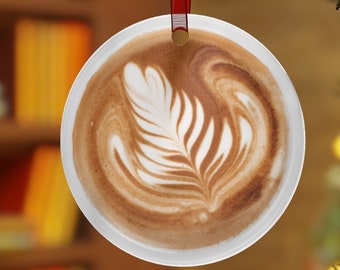 Latte Art Ceramic Ornament: Coffee Lover Gift