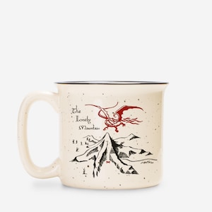Misty Mountain Keramik Camp Becher, gesprenkelte Creme, 13 Unzen, Herr der Ringe Becher, Hobbit Kaffeetasse, Tolkien Becher, Mittelerde Keramikbecher