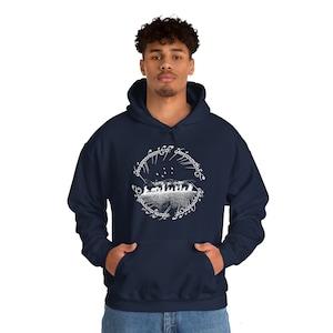 Fellowship of the Ring Unisex Heavy Blend™ Hooded Sweatshirt, Lord of the Rings Sweatshirt, LOTR Sweatshirt, Rings of Power Hoodie Navy