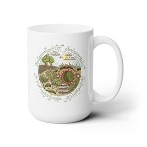 Shire Keramikbecher, Frühlingskollektion, 15 Unzen, Herr der Ringe Kaffeebecher, Herr der Ringe Becher, Herr der Ringe Becher, Die Ringe der Macht Becher, Hobbit Kaffeetasse