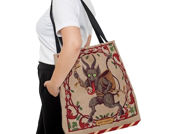 Krampus Holiday Tote Bag: Scary Christmas Shoulder Bag