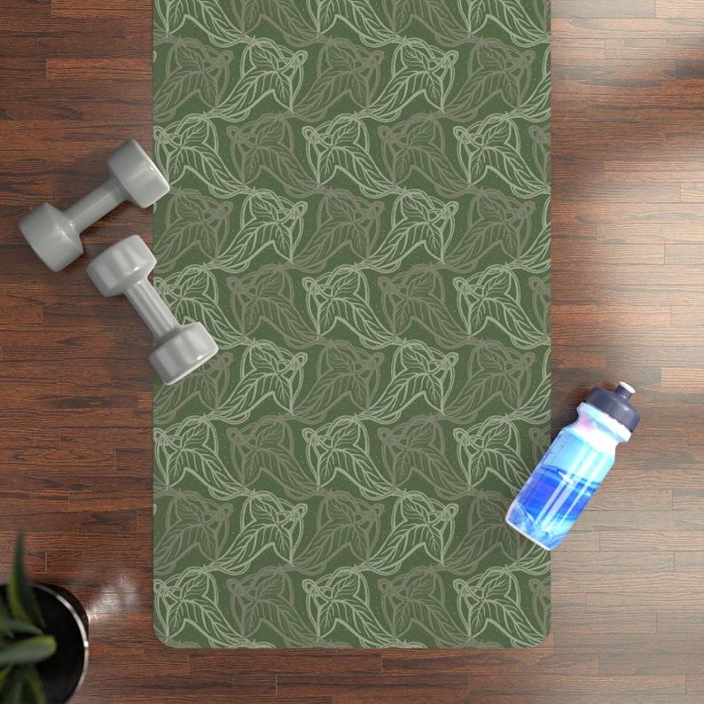 Esterilla de yoga con hojas de Lorien: Esterilla de gimnasio para entrenar con El Señor de los Anillos imagen 1
