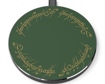 Anillo con cargador inalámbrico de escritura élfica, base de carga de El Señor de los Anillos