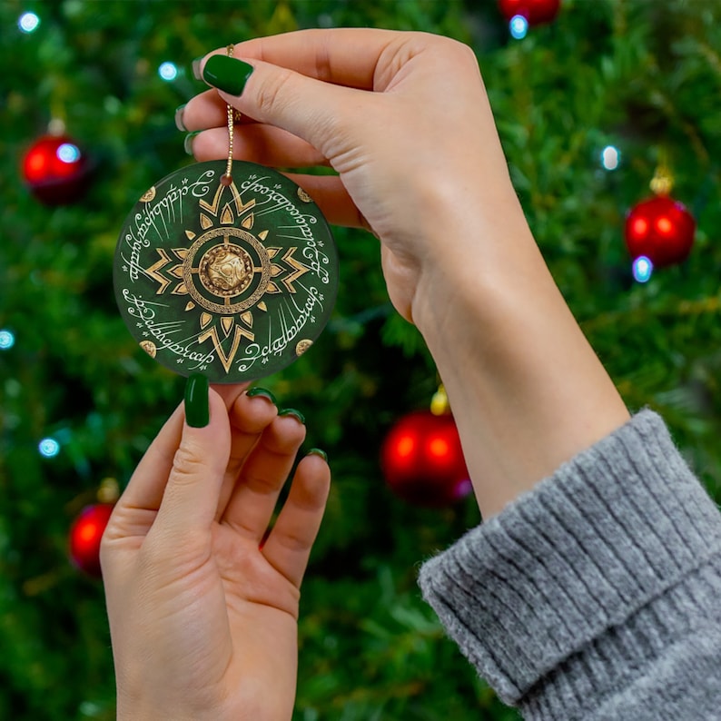 Shield of Rohan Ornament, Lord of the Rings Ceramic Ornament, The White Tree, LOTR Christmas, Middle Earth Ornament, Rings of Power image 1