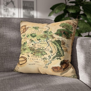 Hobbit Shire Map Pillowcase: Lord of the Rings Pillow Cover, Hobbit Home Decor