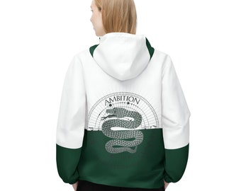 Giacca a vento Serpeverde, Unisex, Giacca Harry Potter, Abbigliamento Serpeverde, Hogwarts, Mago, Strega, Abbigliamento, Magia Oscura, Cappotto Babbano