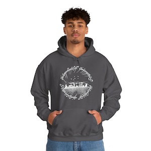 Fellowship of the Ring Unisex Heavy Blend™ Hooded Sweatshirt, Lord of the Rings Sweatshirt, LOTR Sweatshirt, Rings of Power Hoodie Charcoal