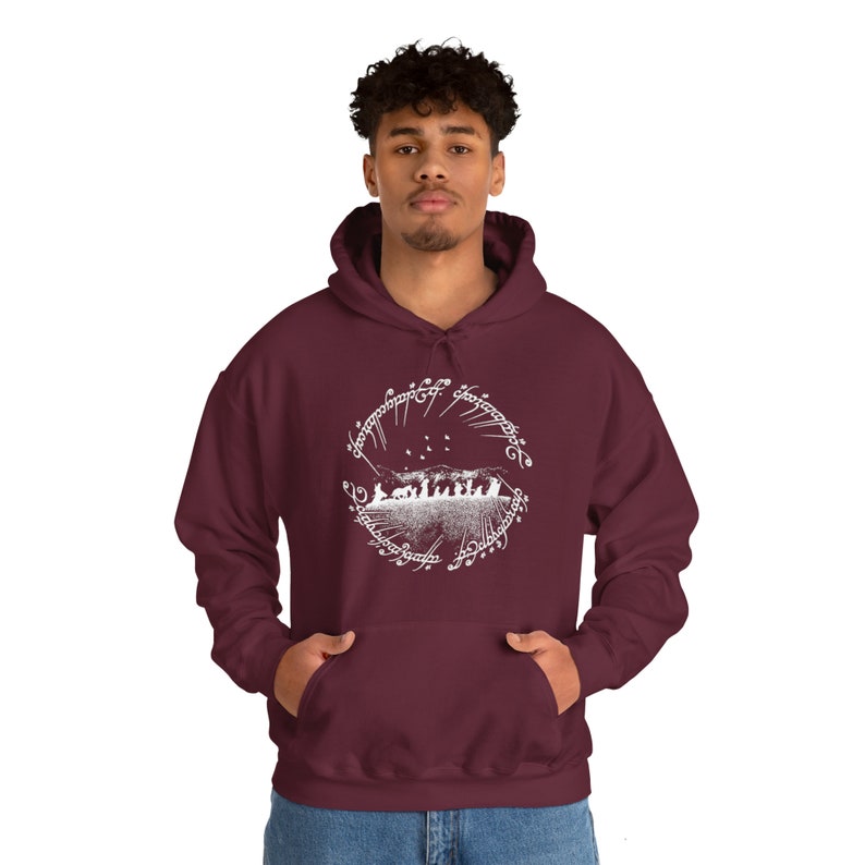 Fellowship of the Ring Unisex Heavy Blend™ Hooded Sweatshirt, Lord of the Rings Sweatshirt, LOTR Sweatshirt, Rings of Power Hoodie Maroon