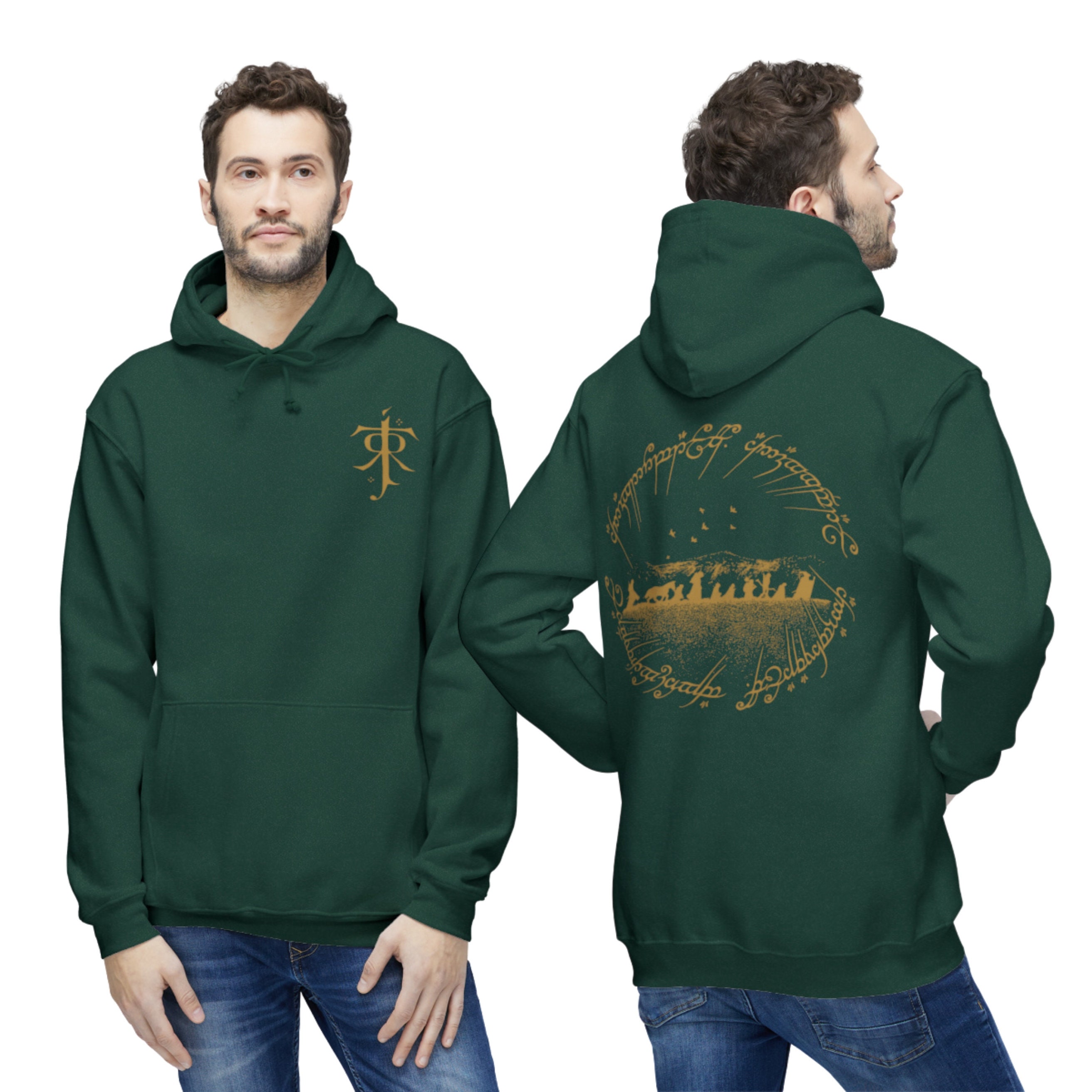 LOTR Pre-shrunk Unisex Hooded Sweatshirt, Gold, Lord of the LOTR Pre-shrunk Unisex Hooded Sweatshirt, Gold, Lord of the