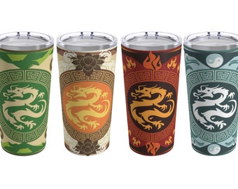 Year of the Dragon Tumbler, 20oz, Avatar Inspired Tumbler, Air Nomad Tumbler, Chinese New Year Travel Cup, Last Airbender Coffee Cup