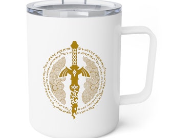Tears of the Kingdom Insulated Coffee Mug, 10oz, Tears of the Kingdom Mug, Legend of Zelda Camping Mug, Breath of the Wild Travel Mug