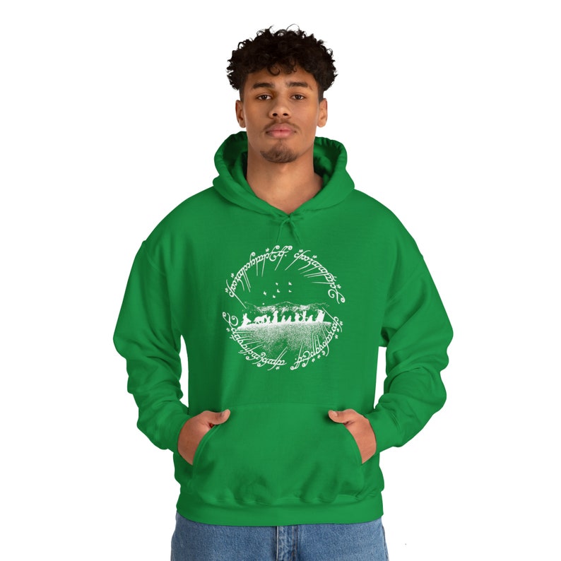 Fellowship of the Ring Unisex Heavy Blend™ Hooded Sweatshirt, Lord of the Rings Sweatshirt, LOTR Sweatshirt, Rings of Power Hoodie Irish Green