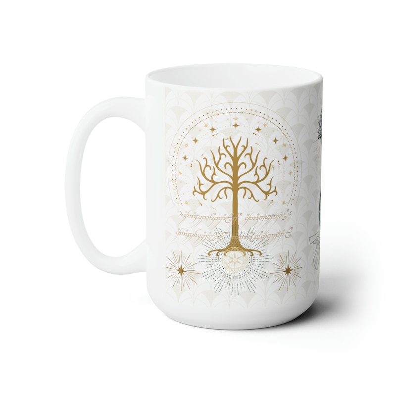 LOTR Art Deco Keramikkaffeetasse, Ringe der Macht, 15 Unze Bild 3
