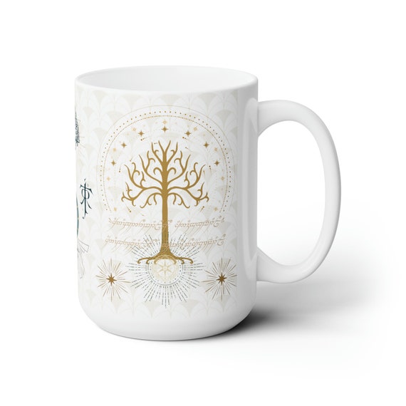 LOTR Art Deco Ceramic Coffee Mug, Rings of Power, 15oz