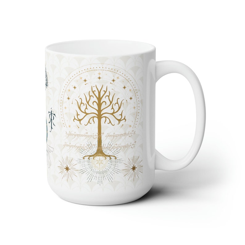 LOTR Art Deco Keramikkaffeetasse, Ringe der Macht, 15 Unze Bild 1