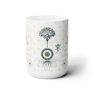 LOTR Art Deco Keramikkaffeetasse, Ringe der Macht, 15 Unze Bild 2