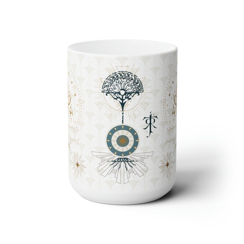 LOTR Art Deco Keramikkaffeetasse, Ringe der Macht, 15 Unze Bild 2