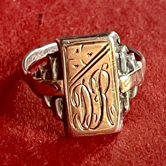 Price Reduced-Art Deco Gold and Sterling Ring Siz… - image 7