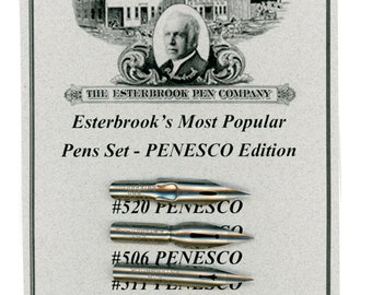 Esterbrook Popular Pens Set PENESCO Edition With 4 Vintage Nibs Circa 1940s With Custom Card