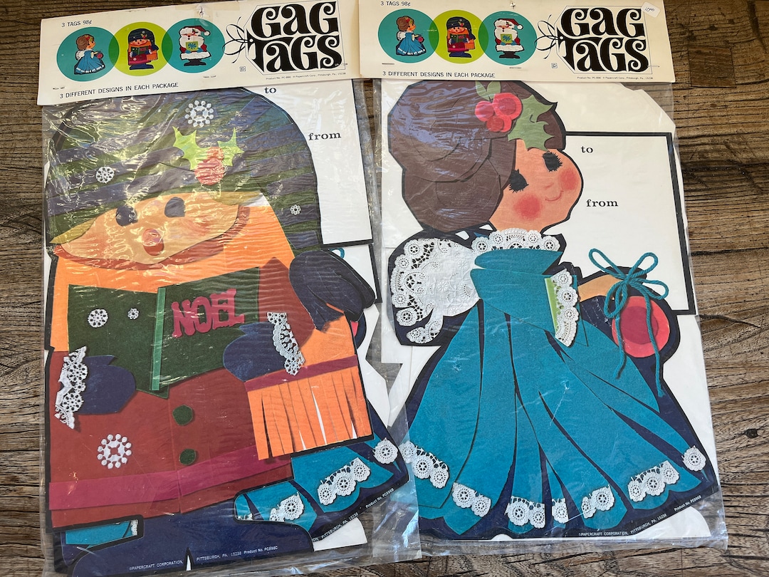 Rare Vintage Jumbo Christmas Present Gift Tags /gag Tags (3) NIP 18 ...