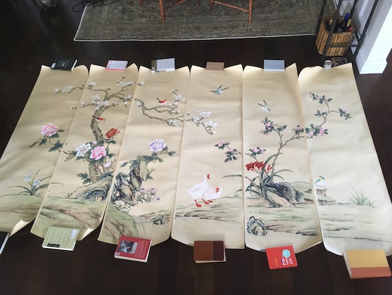 Rare Collectible Antique Chinese Export Hand Painted Wallpaper Etsy