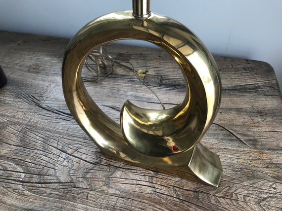 Vintage Mid Century 1970s Pierre Cardin Style Logo Brass Wave