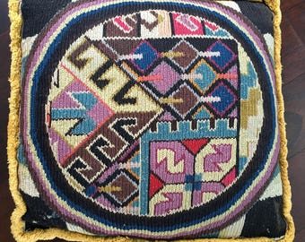 Vintage Mid Century Modern/ Hollywood Regency Geometric Tapestry Woven Pillow