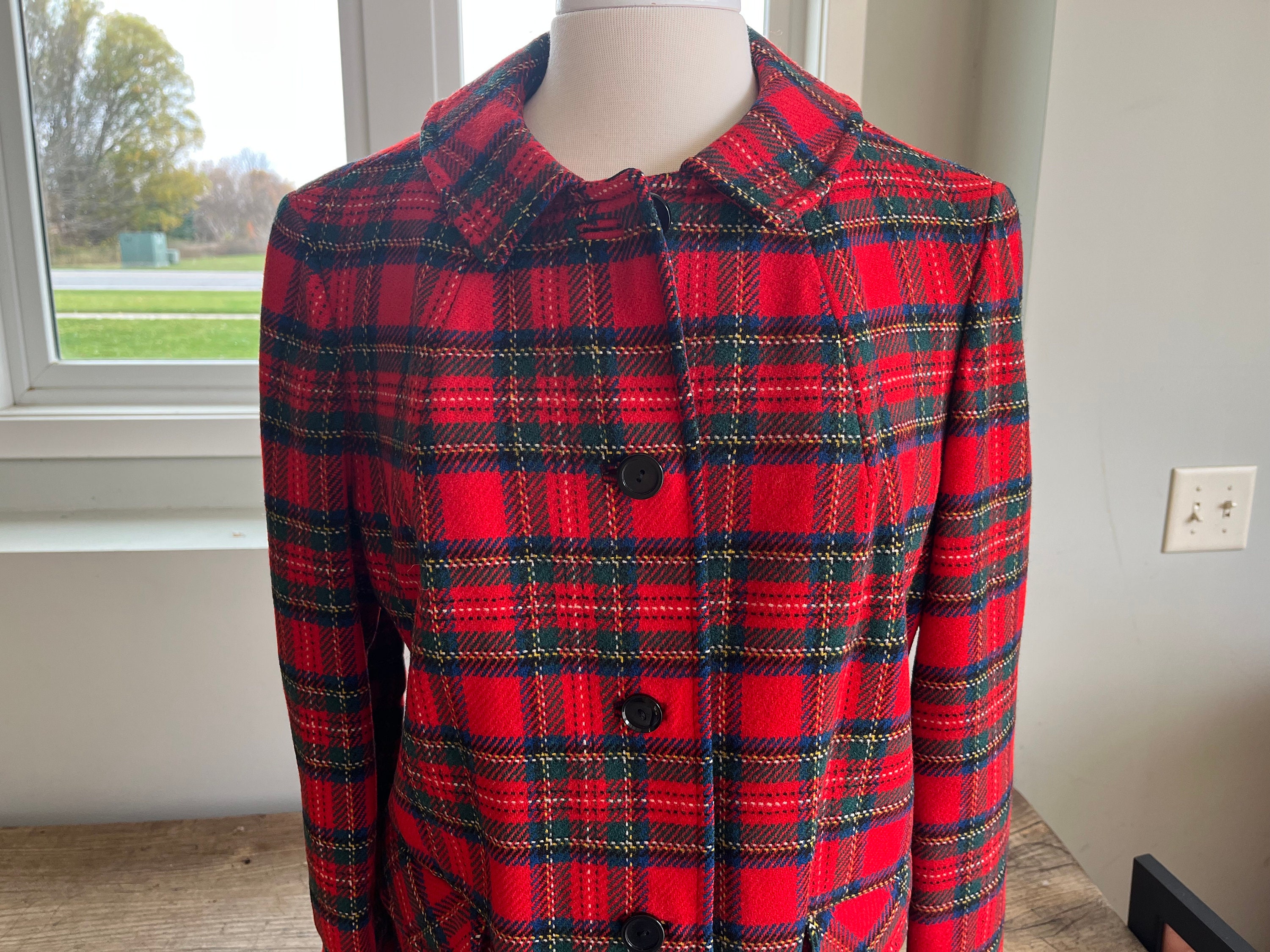 Stunning Vintage 60 s Red Wool Plaid Tartan Pendleton Woman s Coat Size 4 6 Etsy UK
