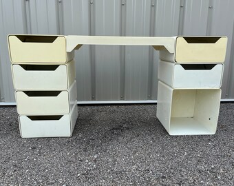 Vintage Mid Century Modern Space Age Plastic Modular Desk Drawers Cubes Cubies Cabinet Italian?