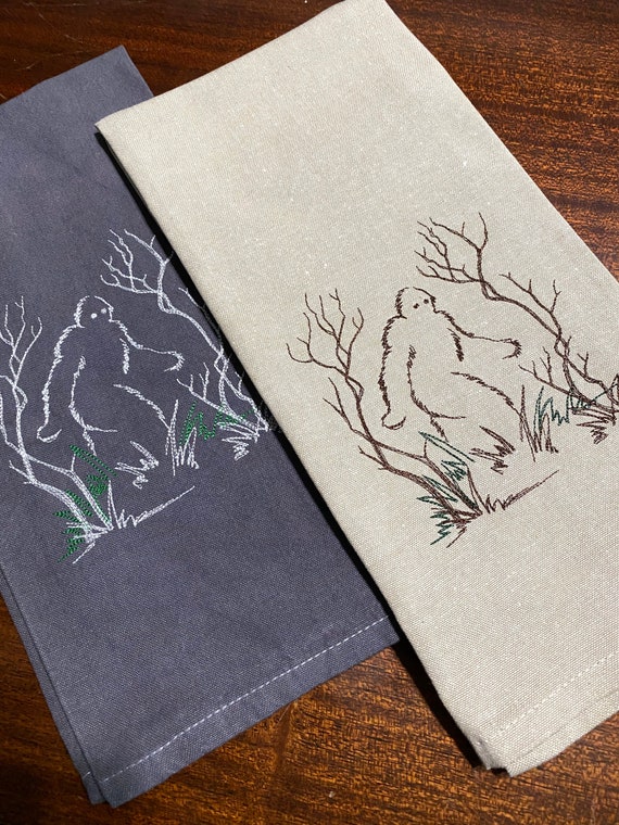 Bigfoot Embroidered Tea Towel