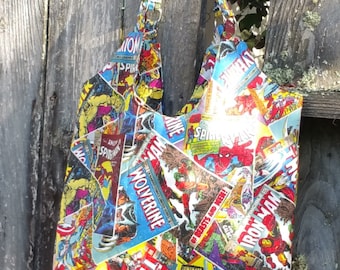 Marvel Comic Book Tote Featuring Spriderman, Hulk, Thor, Wolverine, Perfect for ComicCon