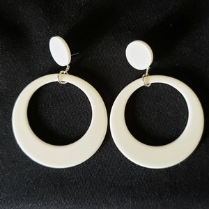 BIG white hoop earrings with post