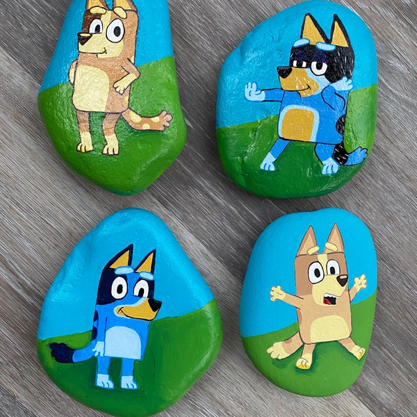 Bluey Painted Rocks - Heeler Family. Choose which rock you want