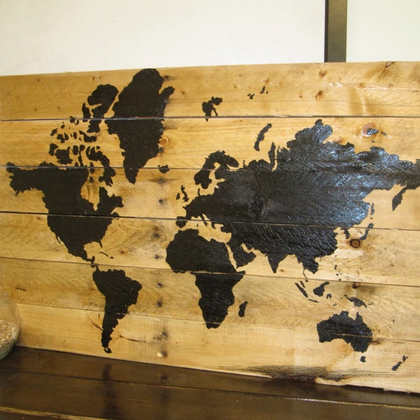 Rustic World Map Pallet Art