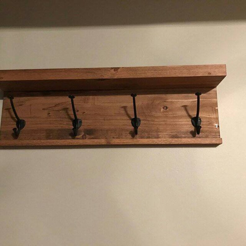 12 to 36 inch Coat rack Floating shelf Coat hook Rustic coat Etsy