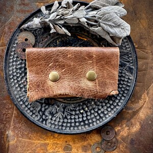 Cartera de cuero, Cartera de cuero hecha a mano, Cartera cosida a mano, Cartera sencilla, Monedero, Tarjetero