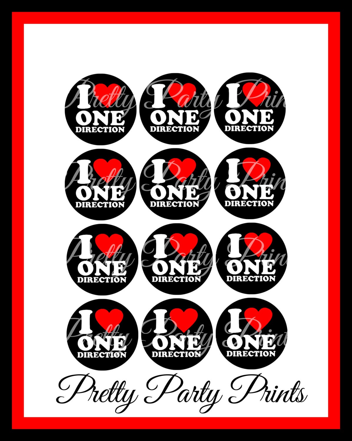 printable cupcake toppers one direction 2 inch round