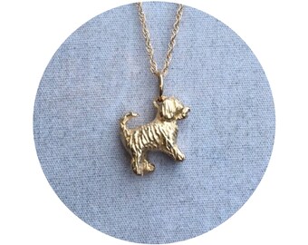 Travis Goldendoodle - Labradoodle Dog Charm / Pendant in 14k Yellow Gold