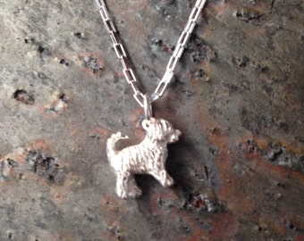 Travis Goldendoodle - Labradoodle Dog Charm / Pendant in Sterling Silver