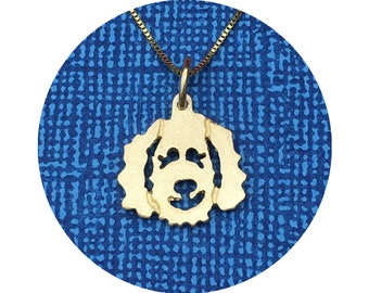 Clyde Goldendoodle - Labradoodle Dog Pendant / Charm in 14k Yellow or White Gold