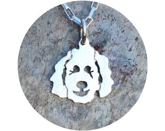 Clyde Goldendoodle - Labradoodle Dog Pendant / Charm in Sterling Silver