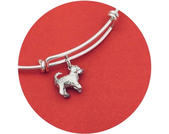 Travis Goldendoodle - Labradoodle Dog Adjustable Bangle Bracelet in Sterling Silver