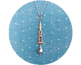 Auditorium Pendant in 14K Rose Gold and Silver - Victorian Details Architectural Collection - the Village of Round Lake