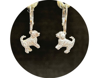 Travis Goldendoodle - Labradoodle Dog Charm Earrings in Sterling Silver