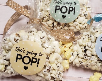 She's Going to POP!- (20) 2 inch circle stickers - Baby Shower Stickers// Baby Shower Labels// Baby Shower Seals