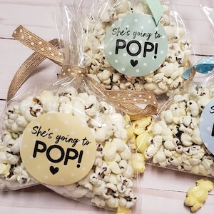 She&#39;s Going to POP!- (20) 2 inch circle stickers - Baby Shower Stickers// Baby Shower Labels// Baby Shower Seals