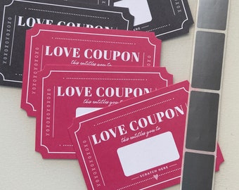 Scratch Off Love Coupons | Love Tokens | For Her | For Him | Valentines | Anniversary | Husband | Wife | Christmas | Stocking Stuffer